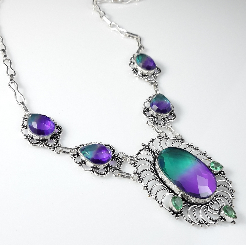NEW! Bi Color Turmalined Crystal Necklace